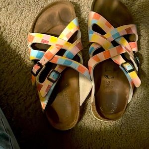 Birkenstock “birki’s” criss cross plaid 7